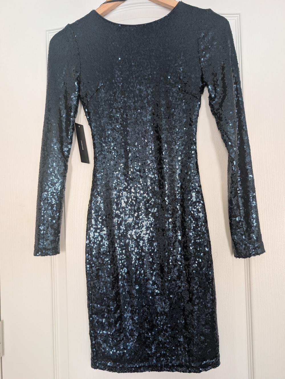 Black Sequin Long-Sleeve Party Dress